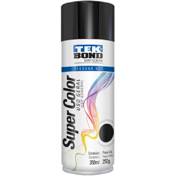 TINTA SPRAY PRETO BRILHANTE 350ML TEKBOND