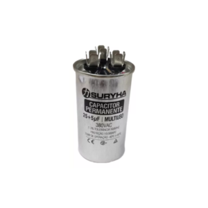 CAPACITOR DUPLO 25+5UF+5% 380VAC ALUMINIO - SURYHA